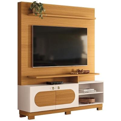 Estante Painel para TV Mafra B01 60" 160CM MDF MDP com 2 Portas Nichos Cinamomo Off White