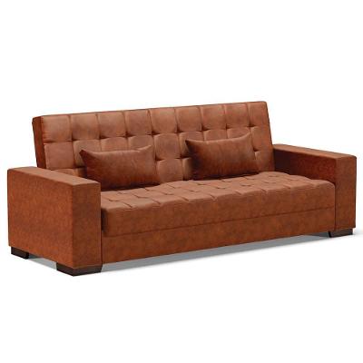 Sofá Cama Beesley Pu Nozes G19 210cm Marrom Couro Sintético Gran Belo