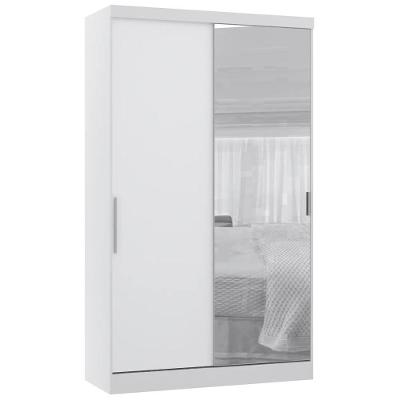 Guarda Roupa Solteiro 135cm 2 Portas E Espelho Delphi Branco L01 - Mpozenato