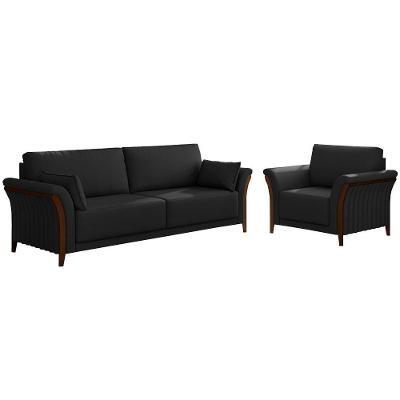 Sofá Market G45 3 Lugares 222cm Preto Couro Sintético Gran Belo