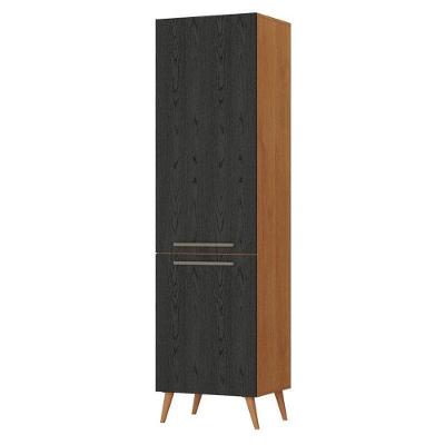 Paneleiro Simples Favorita 2 Portas 4 Prateleiras 59cm Cinamomo Preto Catedral Fosco Zanzini Móveis