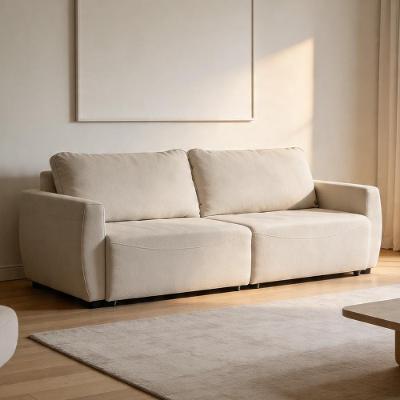 Sofá Siloé K01 3 Lugares Retrátil e Reclinável 250cm Bege Lyam Decor