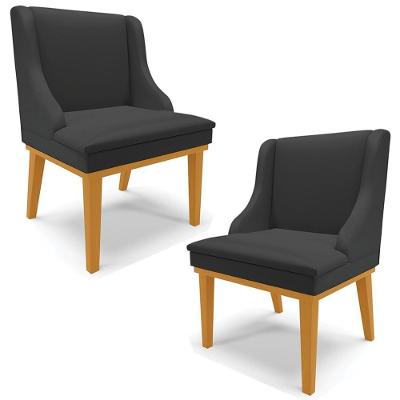 Kit 2 Cadeiras Firenze G19 para Sala de Jantar em Madeira Estofado Pu Preto Fosco-castanho Gran Belo