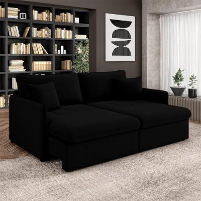Sofá Gandalf G33 Retrátil e Reclinável 174cm Preto Veludo Gran Belo
