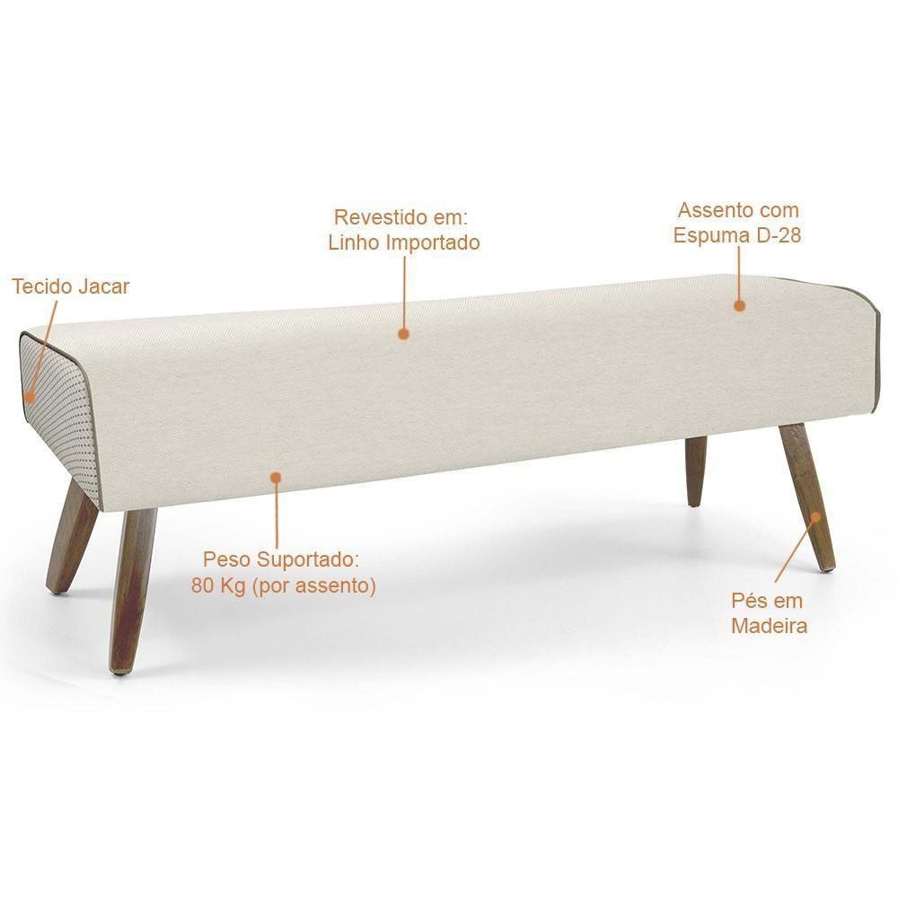 Recamier Com Pés De Madeira Viseo 120Cm Bege B-172 - 3