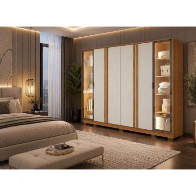 Guarda-Roupa Zeus 6 Portas Reflecta com 6 Gavetas 100% MDF Cinamomo Off White Arbo