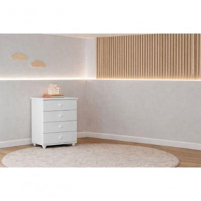 Cômoda Infantil Candy 4 Gavetas em MDF com Corrediças Telescópicas Branco