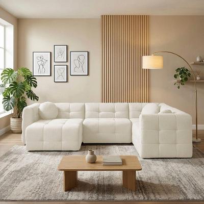 Sofá de Canto Vicente 6 Lugares Retrátil 312CM Off White D'Rossi