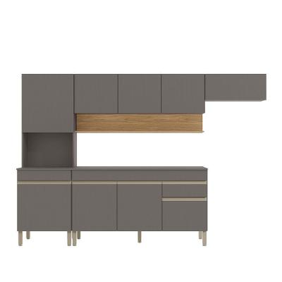 Cozinha (com Balcão Com Tampo) 9 Portas 1 Gaveta Line - Ssx Multicoisas Gris-gris-cp-freijo