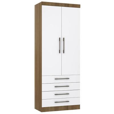 Guarda Roupa Modulado 90cm 2 Portas 4 Gavetas Delphi Avelã/branco L01 - Mpozenato