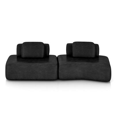 Sofá Modular Dakota 2 Módulos 316cm Pu Preto G33 para Sala de Estar Gran Belo