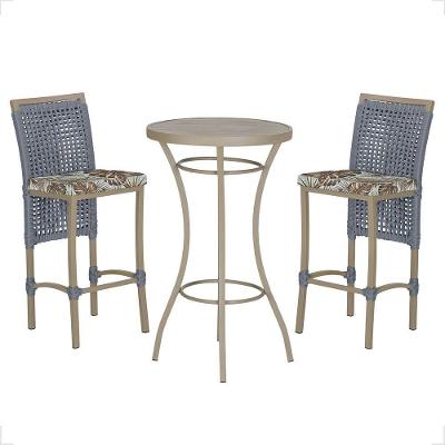 Mesa Bistrô E 2 Banquetas Roma Fendi Corda Estofado 5 Trama Prata