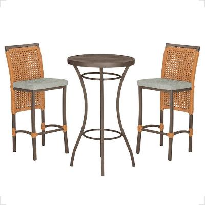 Mesa Bistrô 2 Banquetas Roma Marrom Corda Náutica 3 Trama Terra Cota