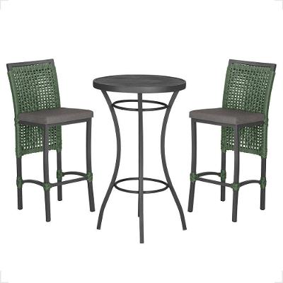 Mesa Bistro E 2 Banquetas Roma Preta Corda Náutica 11 Verde