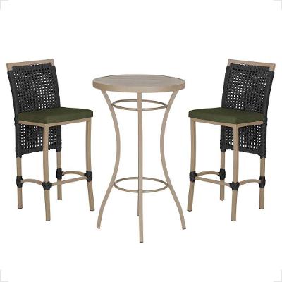 Mesa Bistro E 2 Banquetas Roma Fendi Corda Náutica 13 Preta