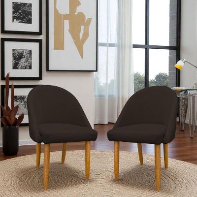Kit 04 Cadeiras Decorativa Estofada Para Sala Recepção Cozinha Lua Star Veludo Marrom