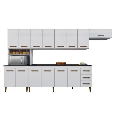Cozinha Modulada Atenas 14 Portas 3 Gavetas MDF 342,5CM Branco Kaiki Móveis