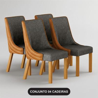 Kit 4 Cadeiras de Jantar Bella Madeira Maciça Estofada Terracota Arbo