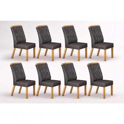 Conjunto 8 Cadeiras de Jantar Ilhéus Madeira Maciça Estofada Arbo