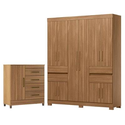 Guarda Roupa Casal Vizanno 10 Portas Com Cômoda Montevideu Com Pés Amêndola Touch - Demóbile