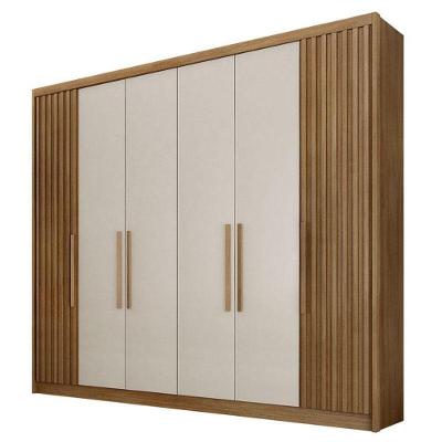 Guarda Roupa Casal Ripado Bolonha 6 Portas 6 Gavetas Cumaru 25 Fendi MDF