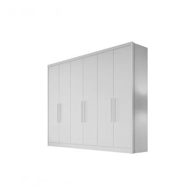 Guarda Roupa Casal Messina 6 Portas de Bater 8 Gavetas MDF Branco Móveis Novo Horizonte