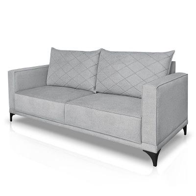 Sofá Living 2 Lugares 1,60m Horus Bouclê Cinza Pés De Aço - Pallazio