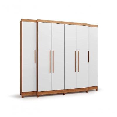 Guarda Roupa Casal Imperial Casal 6 Portas Giratórias 6 Gavetas Freijó-Offwhite em MDP
