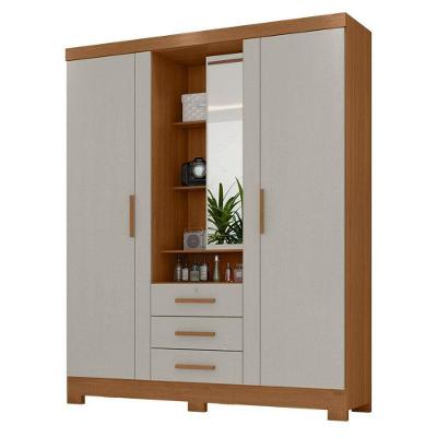 Guarda Roupa Casal Primordial Max 6 Portas 2 Gavetas Cinamomo Areia Fosco - Zanzini
