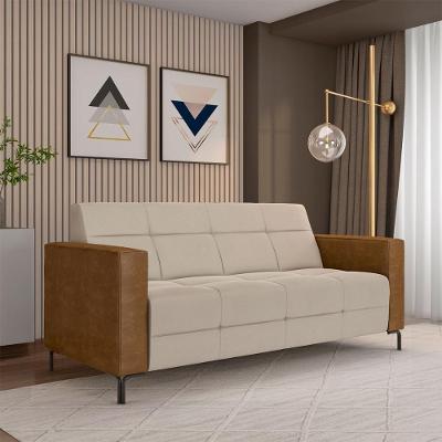 Sofá Houston G33 2 Lugares 180cm Bege em Veludo com Pés Metálicos Gran Belo
