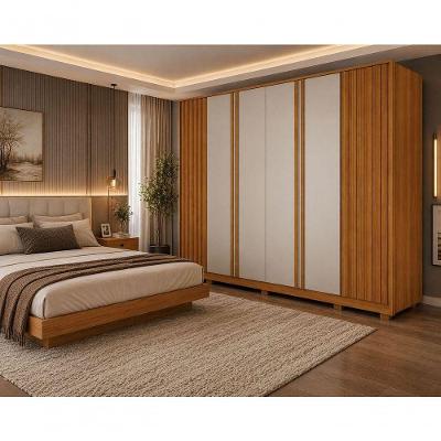 Guarda Roupa Casal Premium Ripado 6 Portas 6 Gavetas MDF Cinamomo - Off White Arbo