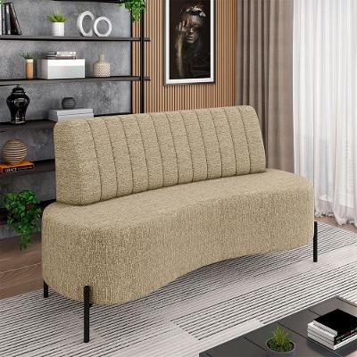 Sofá Katara 2 Lugares 135cm Linho Bege G33 com Pés de Ferro Gran Belo