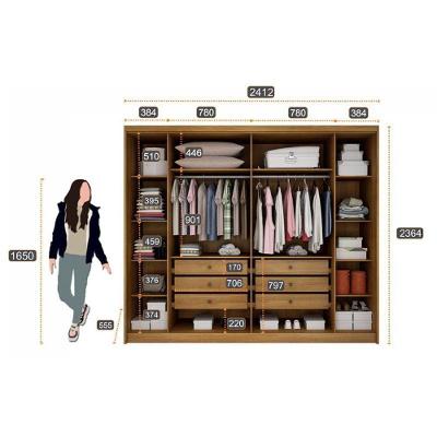 Guarda Roupa Casal Bolonha 6 Portas 6 Gavetas Cumaru 25 Fendi com Cômoda Gaveteiro