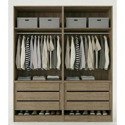 Guarda Roupa Modular Casal 1011 4 Portas Giratórias 6 Gavetas Castanho Móveis Ilan