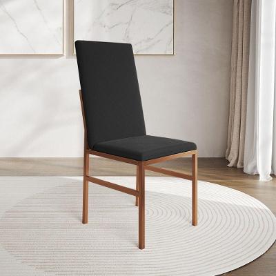 Cadeira De Jantar Estofada Mônaco Premium Base Cobre Para Sala De Jantar Cozinha Mesa - Cobre-preto