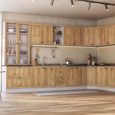 Armário de Cozinha Completo Berlim 13 Peças Amadeirado com Recorte para Cooktop Ditália Móveis