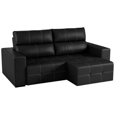 Sofá Nero Retrátil 3 Lugares 284cm Reclinável Preto Couro Gran Belo