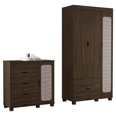 Guarda-roupa Solteiro Clara 3 Portas 4 Gavetas MDF Chocolate Milani Movelaria