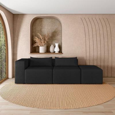 Sofá Modular Atlanta G52 4 Lugares 318cm Veludo Preto Gran Belo