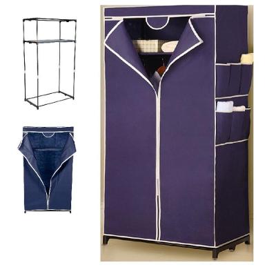 Guarda Roupa Portátil Solteiro e Closet Aramario Ziper Organizador Cabideiro com Sapateira Azul