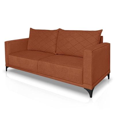 Sofá Living 2 Lugares 1,80m Horus Bouclê Terracota Pés De Aço - Pallazio