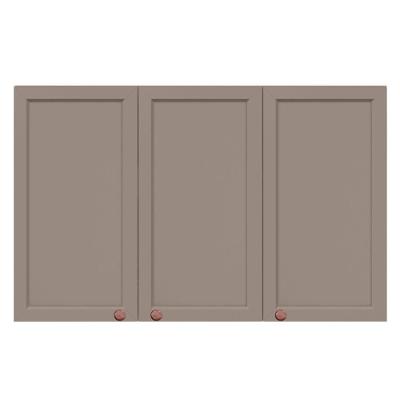 Armário Aéreo Unna 120CM 3 Portas MDP-MDF Porta de Bater Cinza