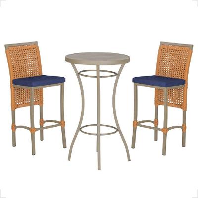 Mesa Bistrô E 2 Banquetas Roma Fendi Corda Estofado 10 Trama Terra Cota