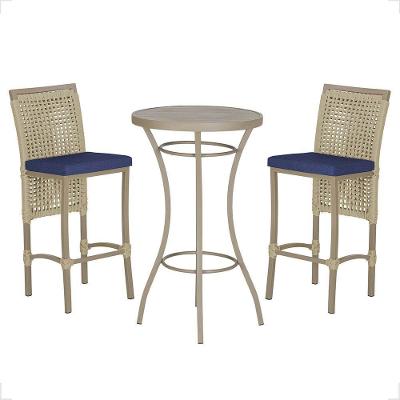 Mesa Bistrô E 2 Banquetas Roma Fendi Corda Estofado 10 Trama Rami
