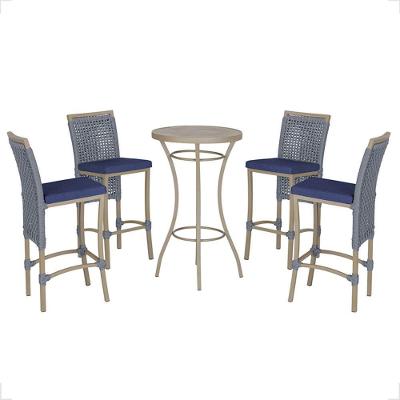 Mesa Bistrô 4 Banquetas Roma Fendi Corda Estofado 10 Trama Prata