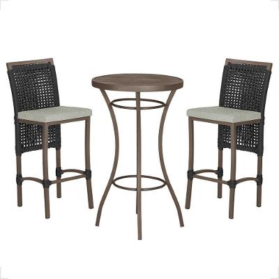 Mesa Bistrô 2 Banquetas Roma Marrom Corda Náutica 3 Trama Preto