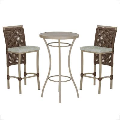 Mesa Bistrô 2 Banquetas Roma Fendi Corda Náutica 3 Trama Marrom