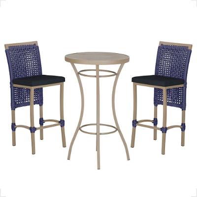Mesa Bistro E 2 Banquetas Roma Fendi Corda Náutica 12 Azul