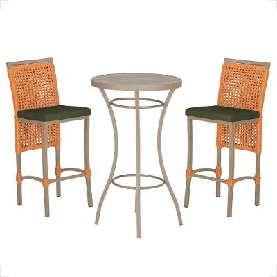 Mesa Bistro E 2 Banquetas Roma Fendi Corda Náutica 13 Terra Cota