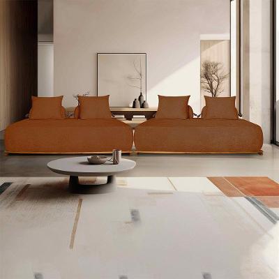 Sofá Homer G63 6 Lugares Modulado com Almofadas Soltas 360cm Terracota Bouclê Gran Belo